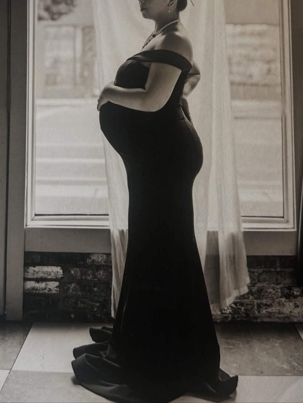 Off-Shoulder Navy Maxi Gown , Maternity Or XL